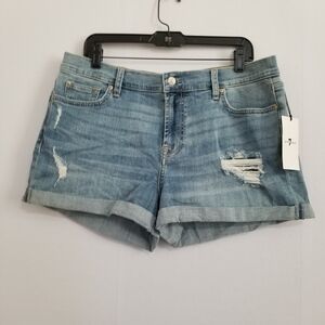 NWT 7 For All Mankind Mid Rise Distressed Cuffed Jean Shorts Size 32